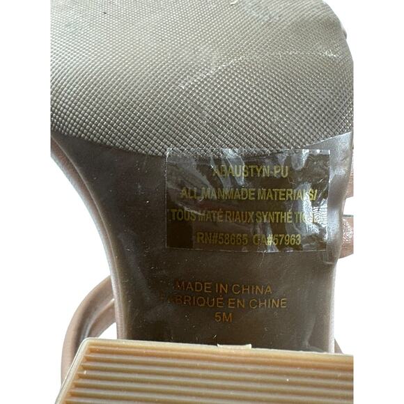Abound Women Austyn Block Heel Strappy Sandals Size 5 Slide Faux Leather In tan - Picture 9 of 12